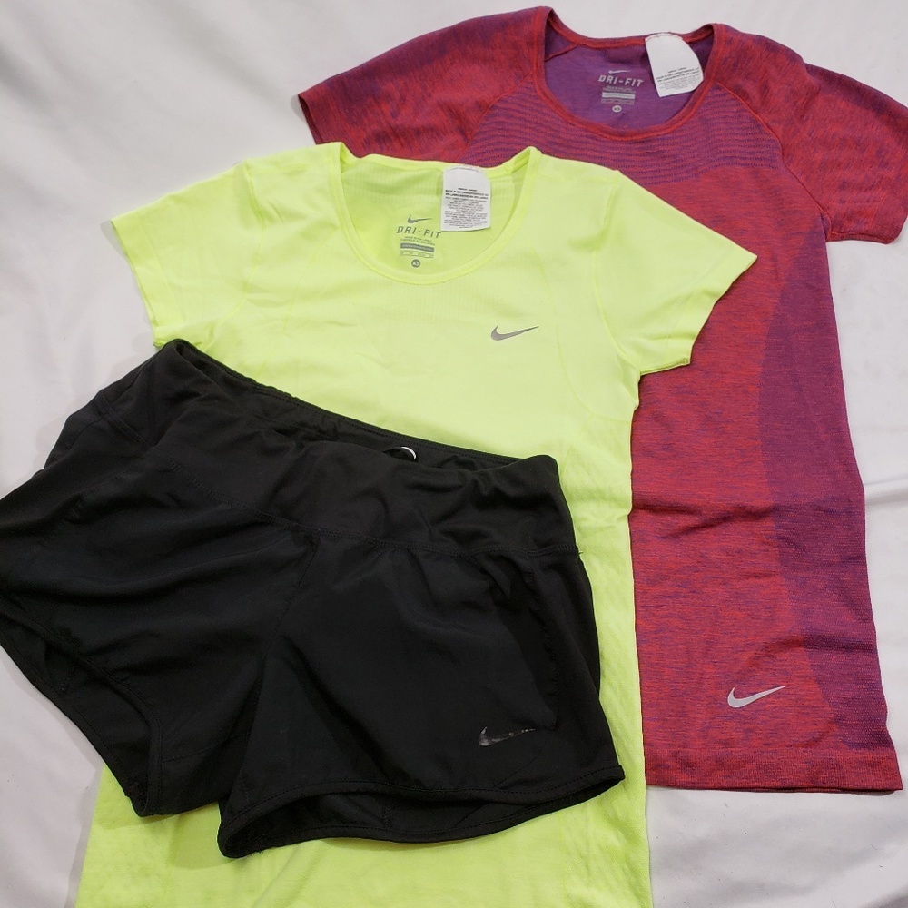 2 Nike Short Sleeve Tops and Nike Running Shorts